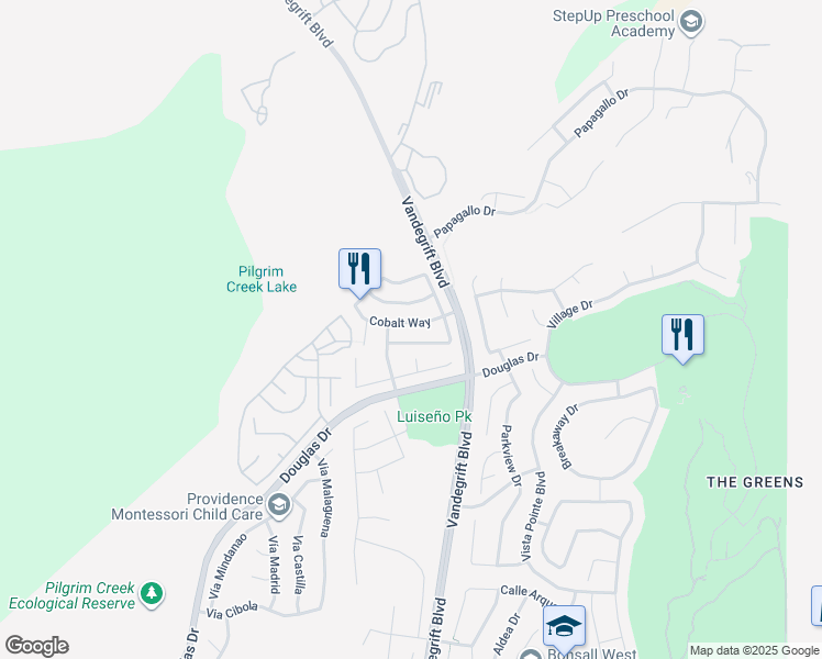 map of restaurants, bars, coffee shops, grocery stores, and more near 5191 Cobalt Way in Oceanside