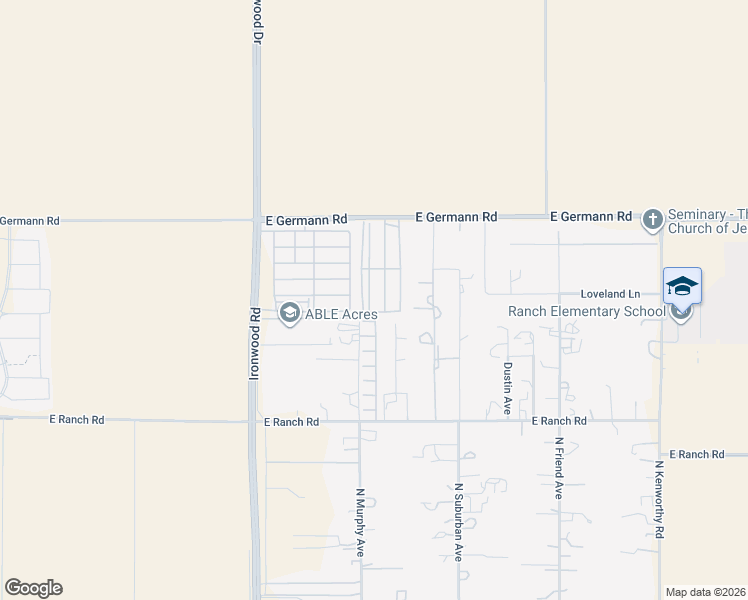 map of restaurants, bars, coffee shops, grocery stores, and more near 489 East Pheasant Run Road in Queen Creek