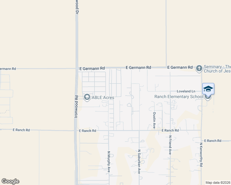 map of restaurants, bars, coffee shops, grocery stores, and more near 489 East Pheasant Run Road in Queen Creek