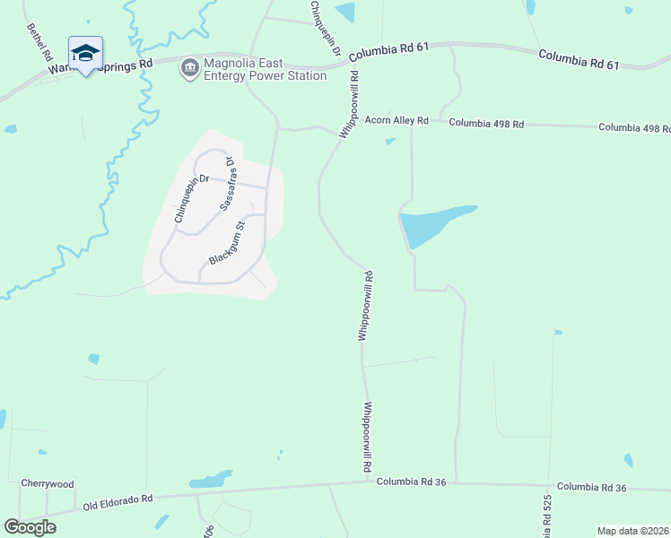 map of restaurants, bars, coffee shops, grocery stores, and more near 361 Whippoorwill Road in Magnolia