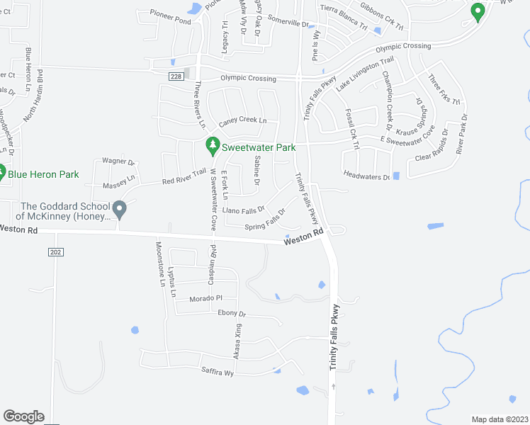 map of restaurants, bars, coffee shops, grocery stores, and more near 901 Llano Falls Drive in McKinney