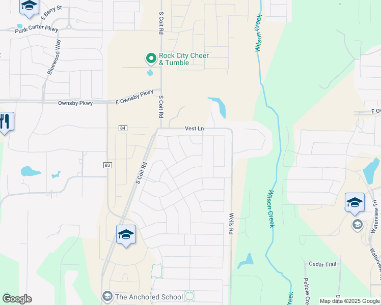 map of restaurants, bars, coffee shops, grocery stores, and more near 4198 County Road 84 in Prosper
