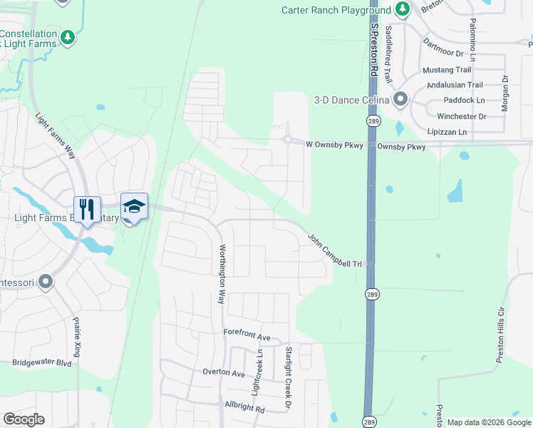 map of restaurants, bars, coffee shops, grocery stores, and more near 511 Mary Ruth Place in Celina