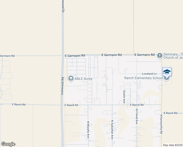 map of restaurants, bars, coffee shops, grocery stores, and more near 640 East Pheasant Run Road in San Tan Valley