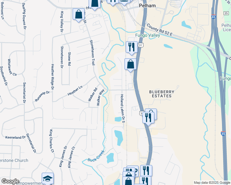 map of restaurants, bars, coffee shops, grocery stores, and more near 105 Holland Circle in Pelham