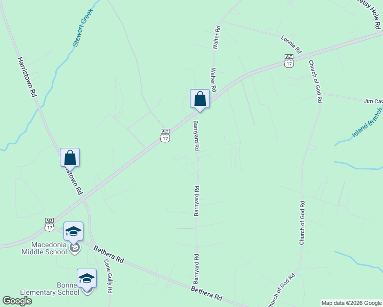 map of restaurants, bars, coffee shops, grocery stores, and more near 1031 Barnyard Road in Bonneau