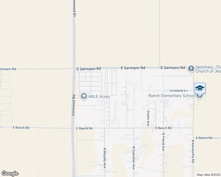 map of restaurants, bars, coffee shops, grocery stores, and more near 640 East Pheasant Run Road in San Tan Valley