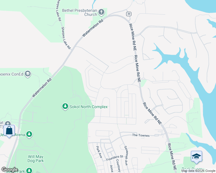 map of restaurants, bars, coffee shops, grocery stores, and more near Highgrove Road in Tuscaloosa