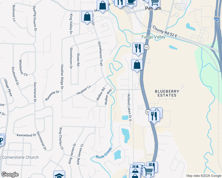 map of restaurants, bars, coffee shops, grocery stores, and more near 115 Holland Circle in Pelham