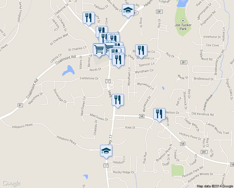 map of restaurants, bars, coffee shops, grocery stores, and more near 1007 Ashley Brook Lane in Helena