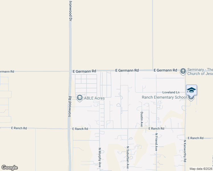map of restaurants, bars, coffee shops, grocery stores, and more near 640 East Pheasant Run Road in San Tan Valley