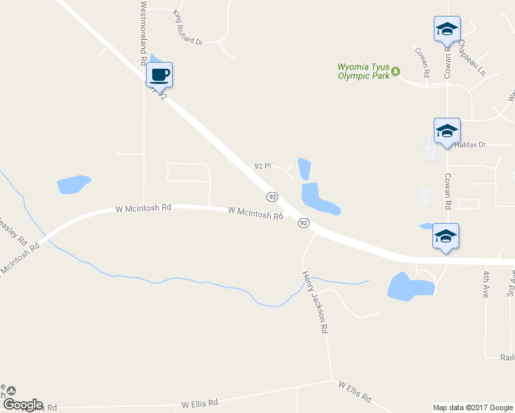 map of restaurants, bars, coffee shops, grocery stores, and more near 2333 West McIntosh Road in Griffin