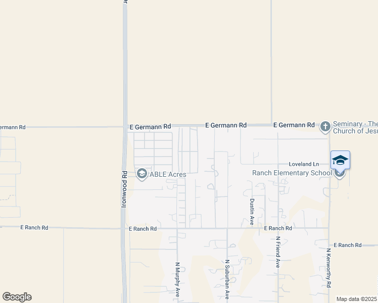 map of restaurants, bars, coffee shops, grocery stores, and more near 640 East Pheasant Run Road in San Tan Valley