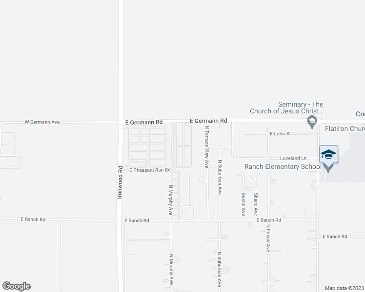 map of restaurants, bars, coffee shops, grocery stores, and more near 640 East Pheasant Run Road in San Tan Valley