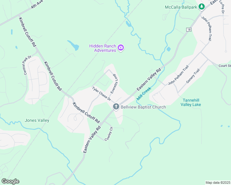 map of restaurants, bars, coffee shops, grocery stores, and more near 7990 Everetts Loop in McCalla