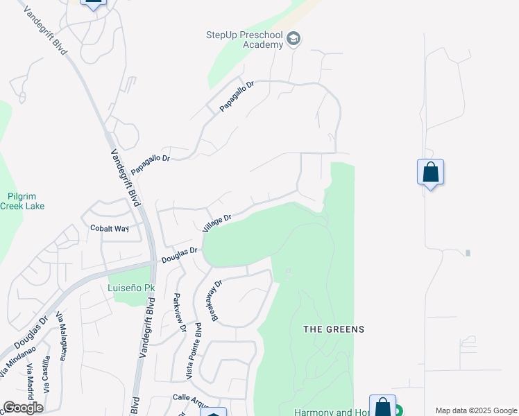 map of restaurants, bars, coffee shops, grocery stores, and more near 5333 Village Drive in Oceanside