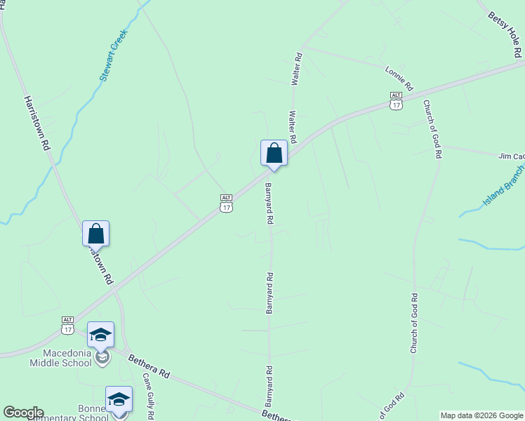 map of restaurants, bars, coffee shops, grocery stores, and more near 1031 Barnyard Road in Bonneau