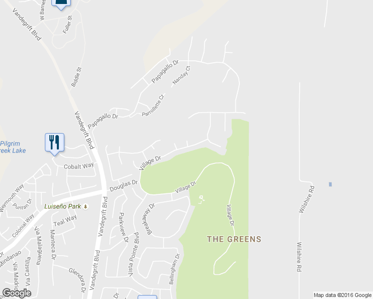 map of restaurants, bars, coffee shops, grocery stores, and more near 5333 Village Drive in Oceanside