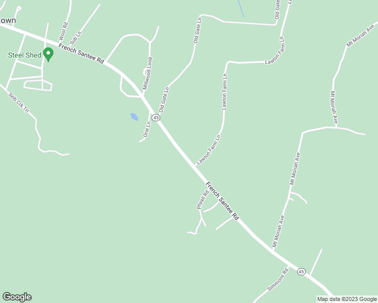 map of restaurants, bars, coffee shops, grocery stores, and more near 1278 French Santee Road in Jamestown