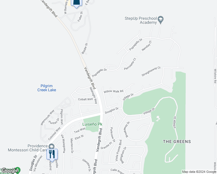 map of restaurants, bars, coffee shops, grocery stores, and more near 1109 Bells Drive in Oceanside