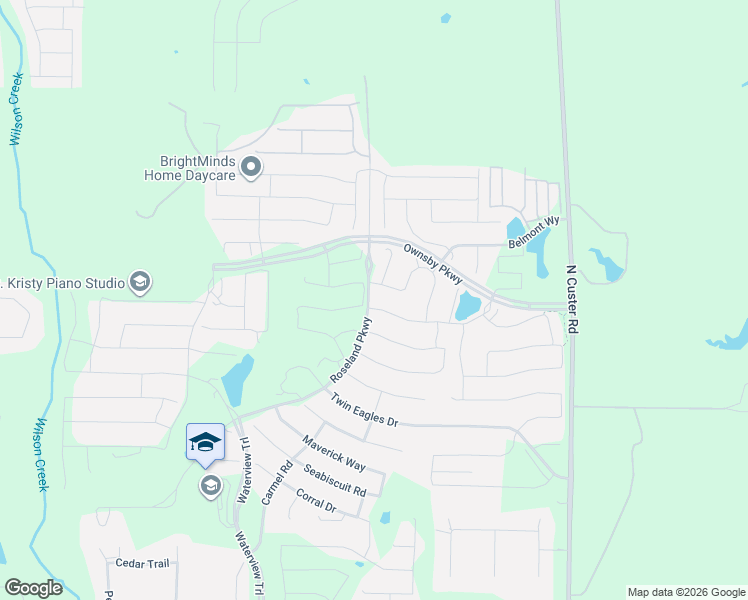 map of restaurants, bars, coffee shops, grocery stores, and more near 3450 Triple Crown Street in Celina