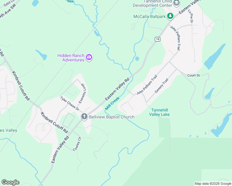 map of restaurants, bars, coffee shops, grocery stores, and more near 6528 Eastern Valley Road in McCalla