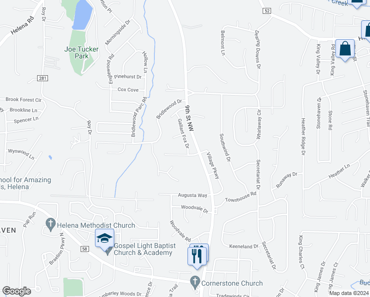 map of restaurants, bars, coffee shops, grocery stores, and more near 1970 Gallant Fox Drive in Helena