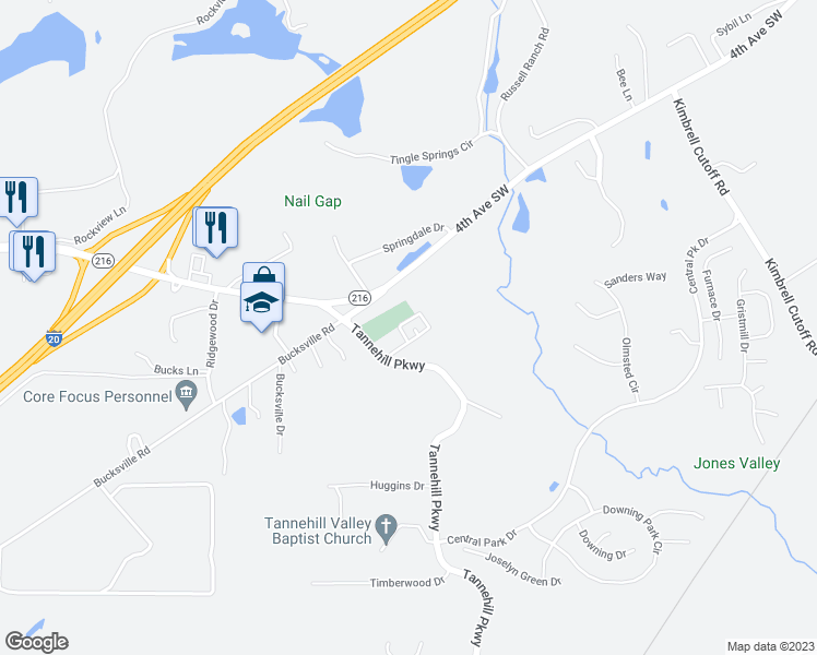 map of restaurants, bars, coffee shops, grocery stores, and more near 13018 Fisher Circle in McCalla