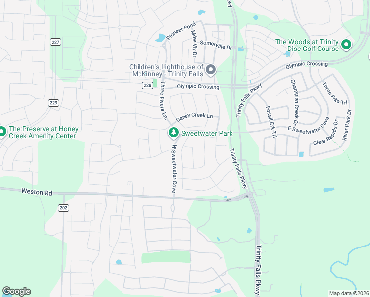 map of restaurants, bars, coffee shops, grocery stores, and more near 7428 East Fork Lane in McKinney