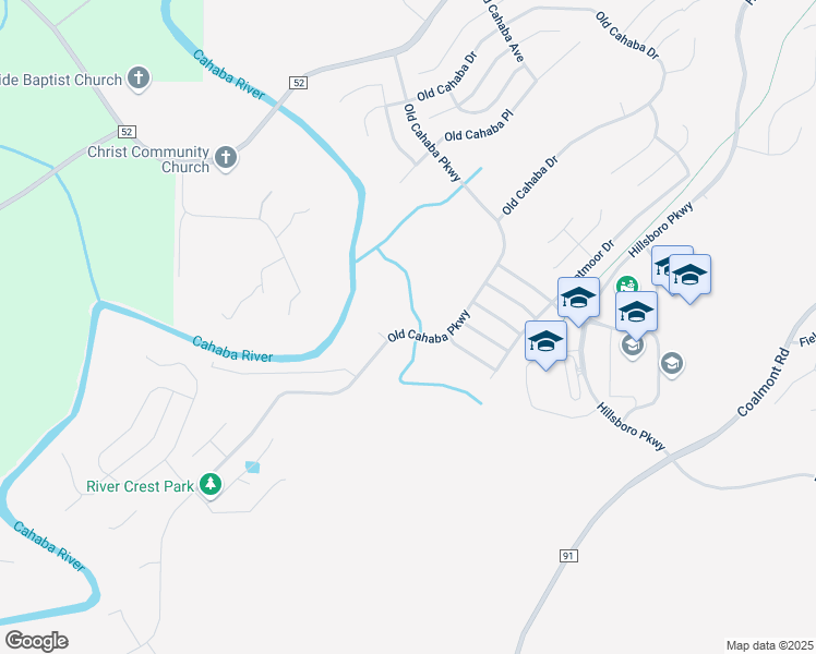 map of restaurants, bars, coffee shops, grocery stores, and more near 4112 Old Cahaba Parkway in Helena