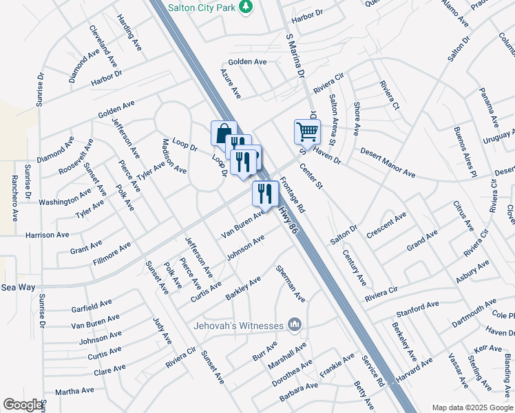 map of restaurants, bars, coffee shops, grocery stores, and more near 1228 Van Buren Street in Thermal