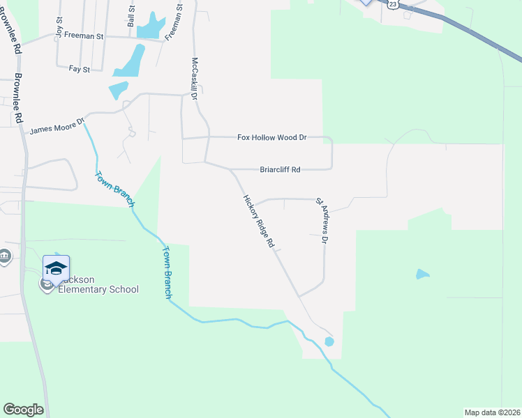 map of restaurants, bars, coffee shops, grocery stores, and more near 407 Hickory Ridge Road in Jackson