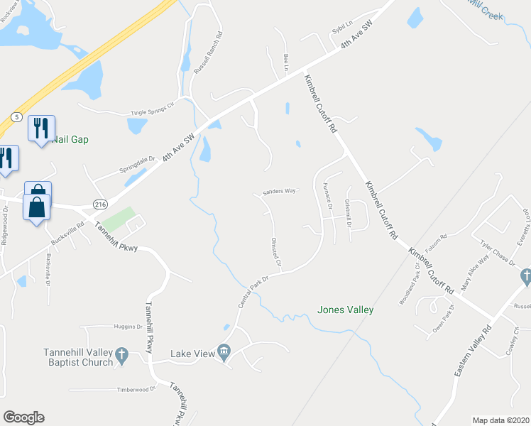 map of restaurants, bars, coffee shops, grocery stores, and more near 22792 Rimbred Court in McCalla