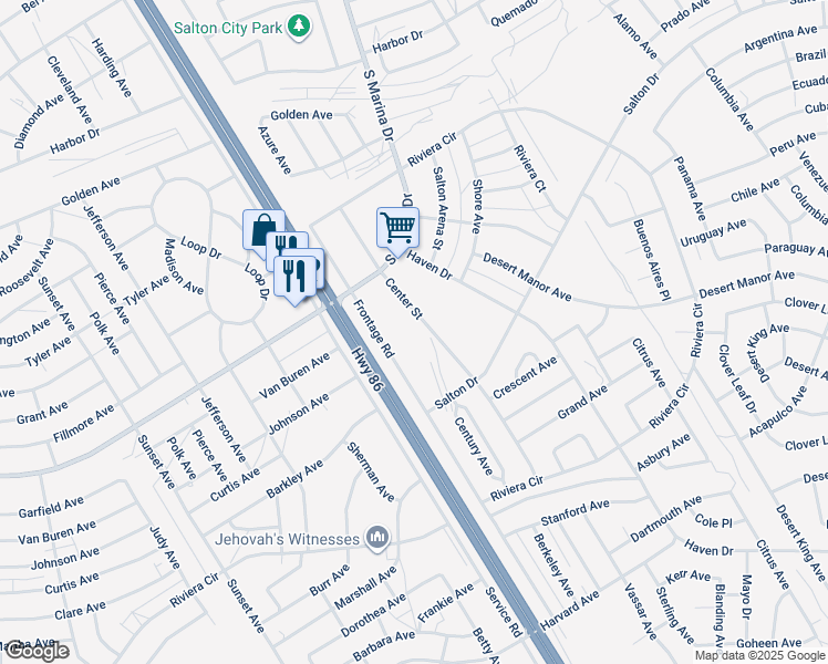 map of restaurants, bars, coffee shops, grocery stores, and more near 2075 Center Street in Thermal