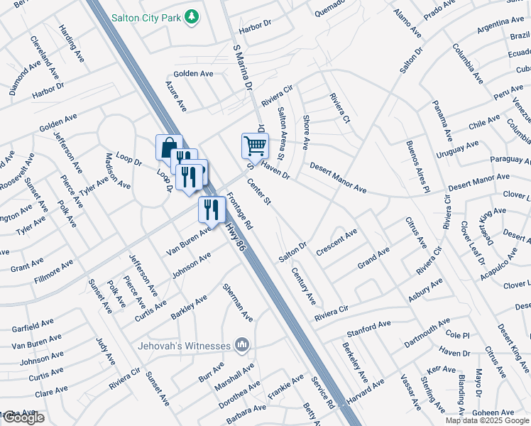 map of restaurants, bars, coffee shops, grocery stores, and more near 2075 Center Street in Thermal