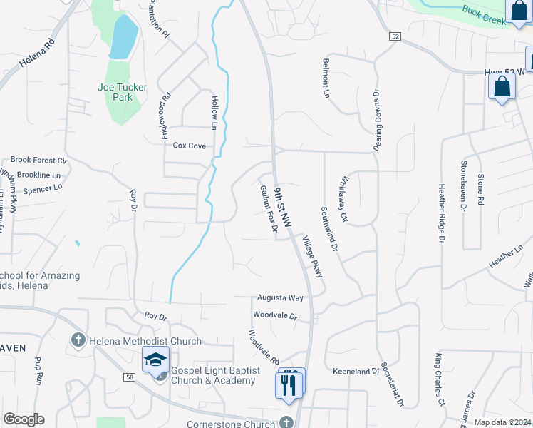map of restaurants, bars, coffee shops, grocery stores, and more near 1960 Gallant Fox Drive in Helena