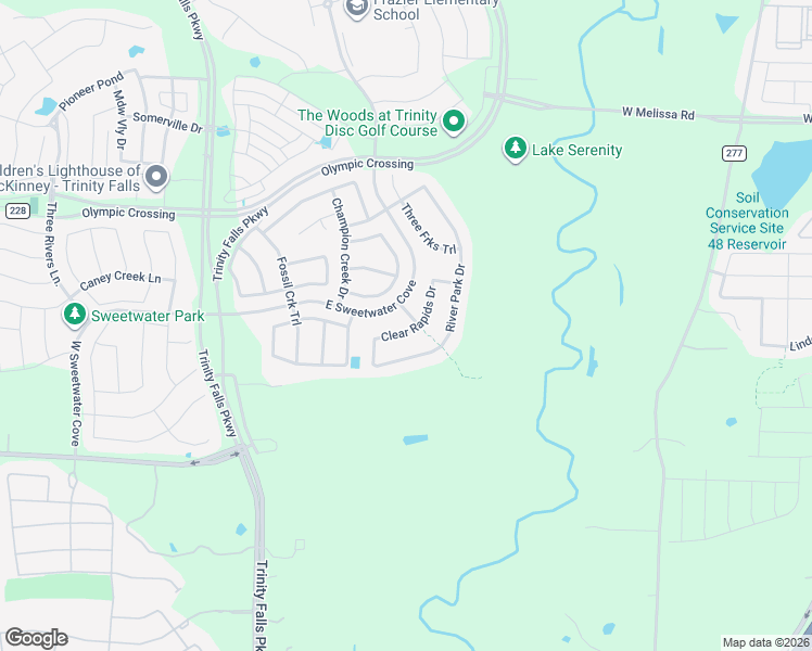 map of restaurants, bars, coffee shops, grocery stores, and more near 7513 Clear Rapids Drive in McKinney