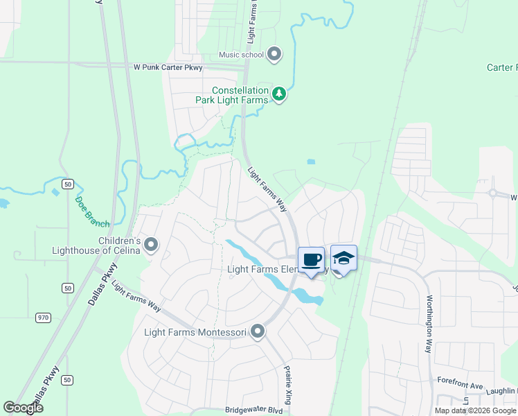 map of restaurants, bars, coffee shops, grocery stores, and more near 1429 Teasley in Celina