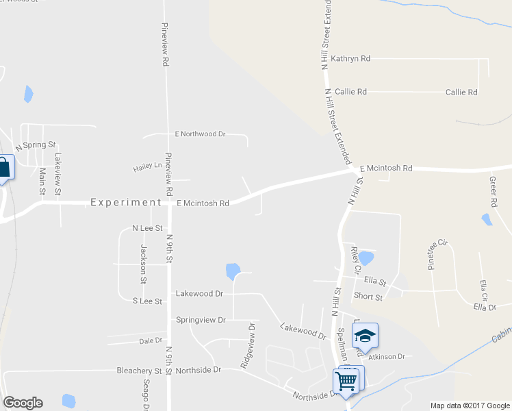map of restaurants, bars, coffee shops, grocery stores, and more near 528 East Mcintosh Road in Griffin