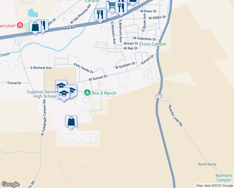 map of restaurants, bars, coffee shops, grocery stores, and more near 199 West Gray Drive in Superior