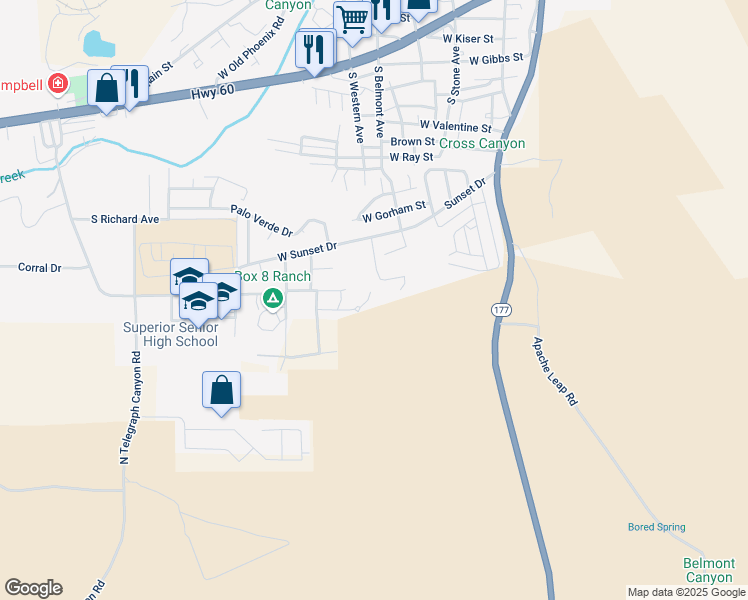 map of restaurants, bars, coffee shops, grocery stores, and more near 199 West Gray Drive in Superior