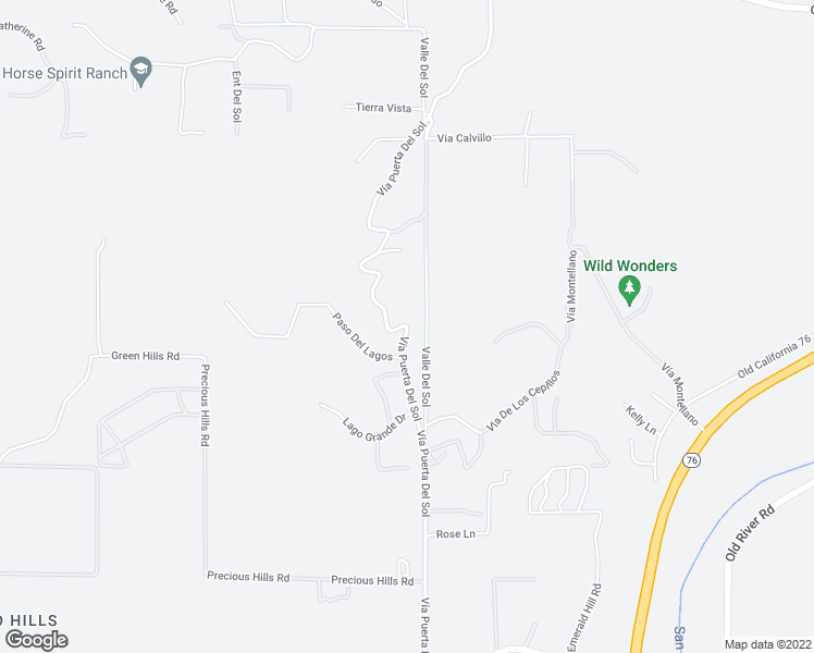 map of restaurants, bars, coffee shops, grocery stores, and more near Vía Puerta Del Sol in Bonsall