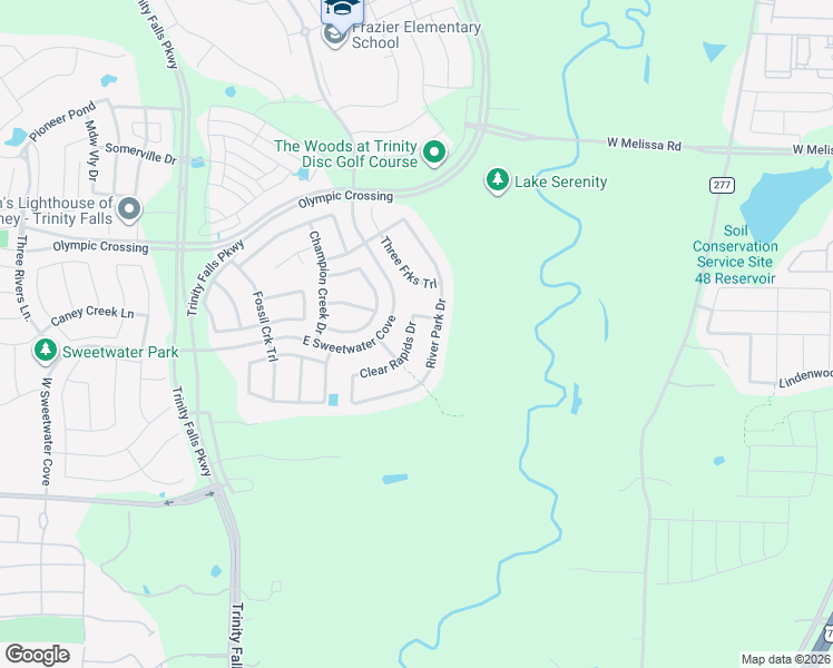 map of restaurants, bars, coffee shops, grocery stores, and more near 7525 River Park Drive in McKinney