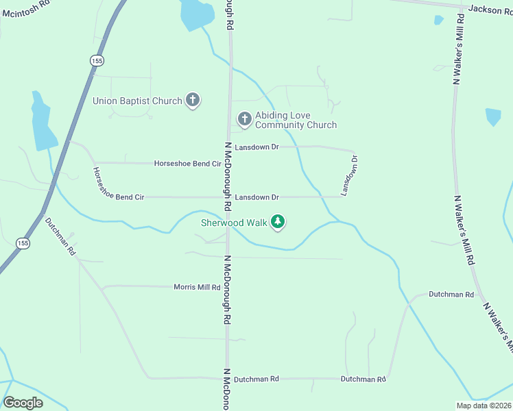 map of restaurants, bars, coffee shops, grocery stores, and more near 147 Lansdown Drive in Griffin