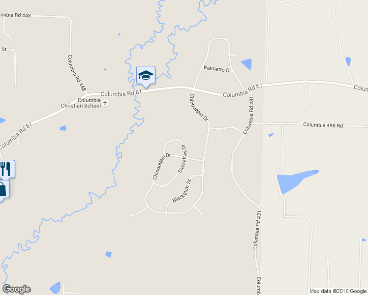 map of restaurants, bars, coffee shops, grocery stores, and more near 51 Sassafras Drive in Magnolia