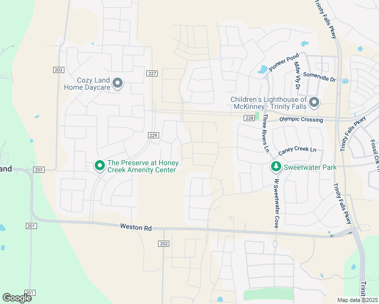 map of restaurants, bars, coffee shops, grocery stores, and more near 5014 County Road 227 in McKinney