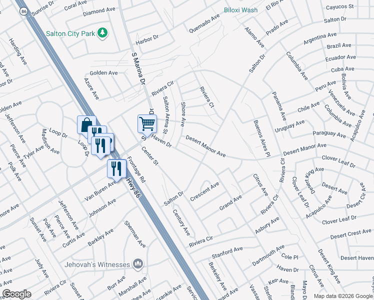 map of restaurants, bars, coffee shops, grocery stores, and more near 2082 Haven Drive in Thermal
