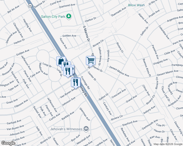 map of restaurants, bars, coffee shops, grocery stores, and more near 2092 Center Street in Thermal