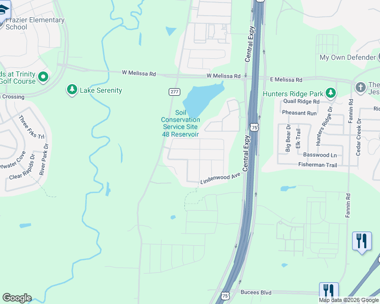 map of restaurants, bars, coffee shops, grocery stores, and more near 320 Lexington Avenue in Melissa