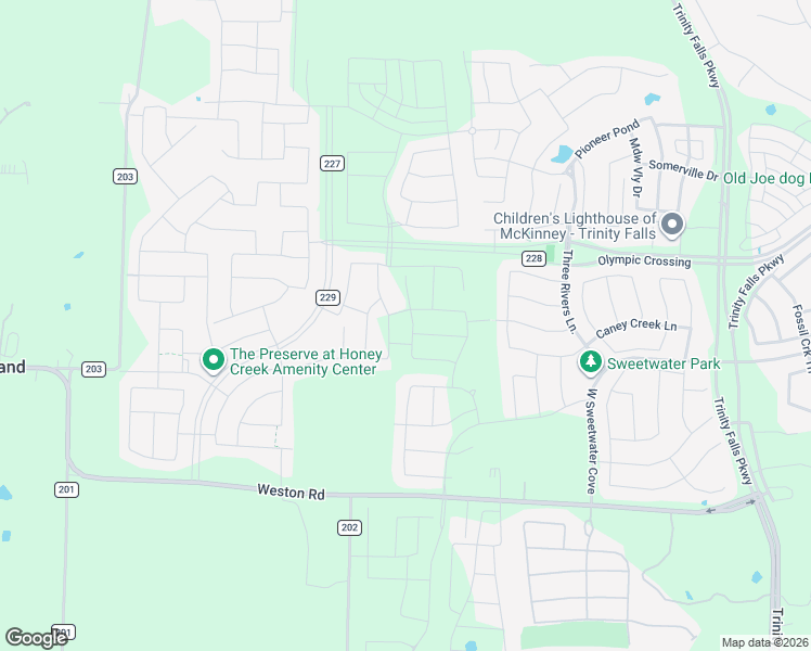 map of restaurants, bars, coffee shops, grocery stores, and more near 1354 County Road 228 in McKinney